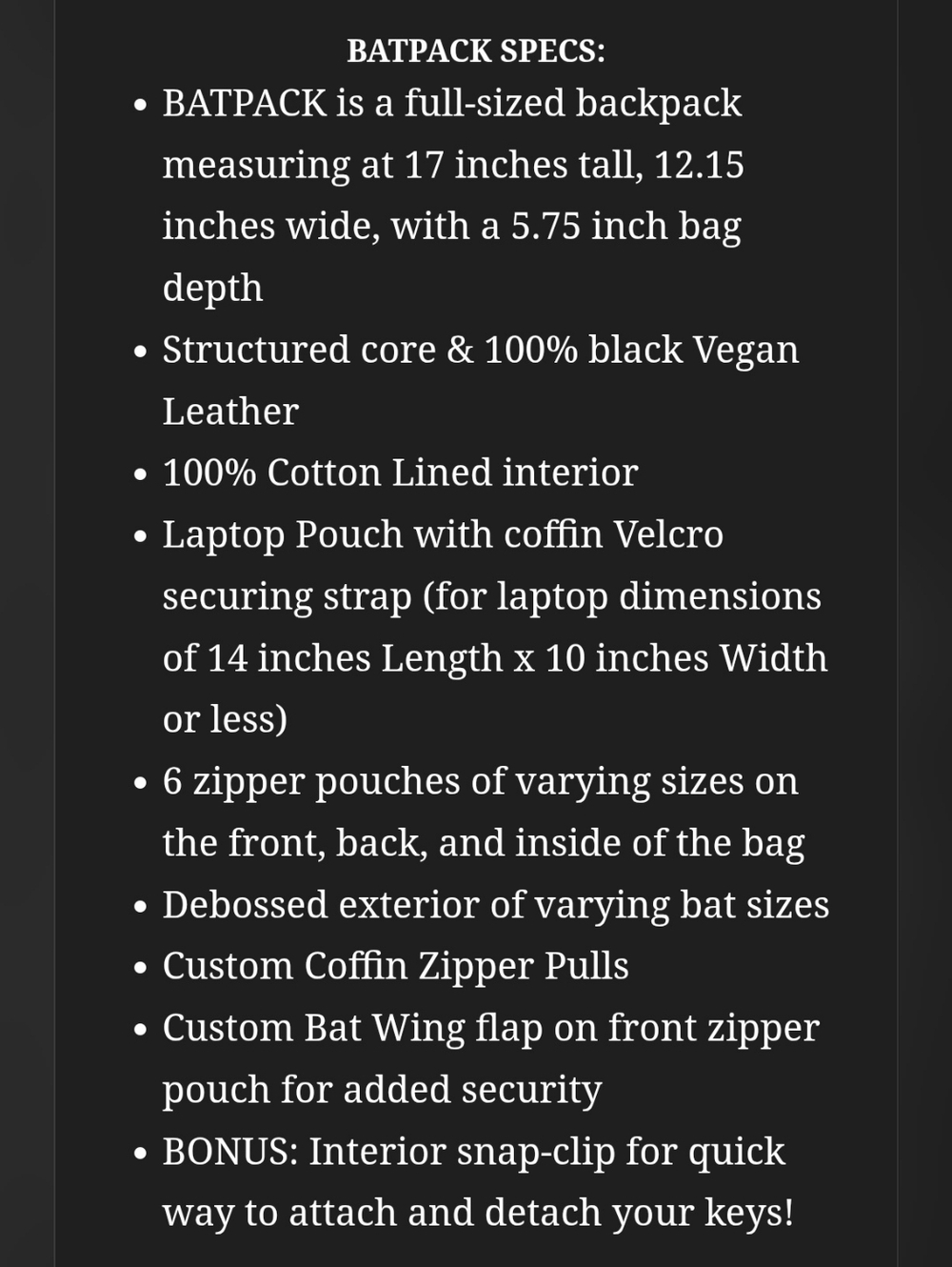 Dark Mother Clothing 🦇 Original BATPACK - Picture 10 of 10
